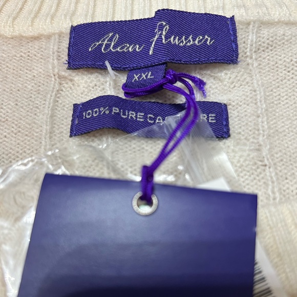 Alan Flusser 100% Cashmere Cream Cable Knit Sweater Size:XXL NWT - Picture 4 of 4